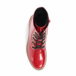 Pavers Red Metallic Lace Up Ankle Boots -Pavers Sales Store unnamed file 418