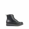 Pavers Black Ladies Faux Leather Lace Up Boots