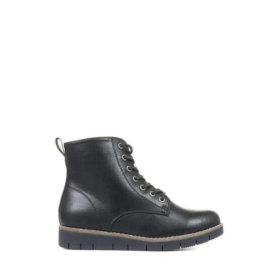 Pavers Black Ladies Faux Leather Lace Up Boots 1 Pavers Black Ladies Faux Leather Lace Up Boots