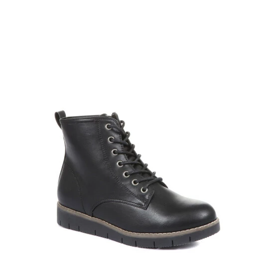 Pavers Black Ladies Faux Leather Lace Up Boots 2 Pavers Black Ladies Faux Leather Lace Up Boots - Image 2