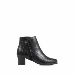 Pavers Wide Fit Heeled Black Ankle Boots