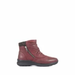Pavers Red Wide Fit Leather Ankle Boots