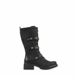 Pavers Chunky Black Calf Boots