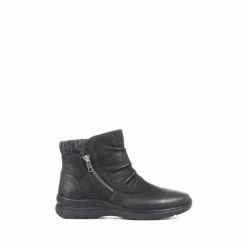 Pavers Black Wide Fit Leather Ankle Boots