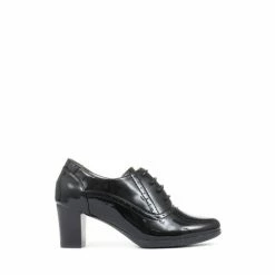 Pavers Ladies Black Lace-Up Heeled Ankle Boots