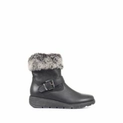 Pavers Faux Fur Trimmed Ankle Boots Brown