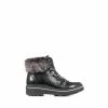 Pavers Faux Fur Black Hiker Boots