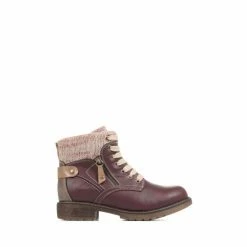 Pavers Red Lace-Up Ankle Boots