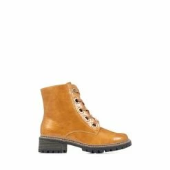 Pavers Yellow Metallic Lace-Up Ankle Boots -Pavers Sales Store unnamed file 754