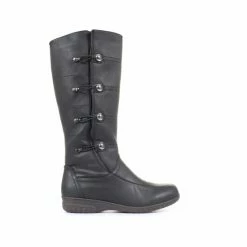 Pavers Ladies Black Wide Fit Calf Boots