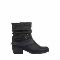 Pavers Black Ladies Slouch Fit Ankle Boots