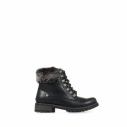 Pavers Black Ladies Lace-Up Ankle Boots