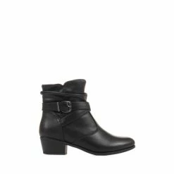 Pavers Black Block Heeled Ankle Boots