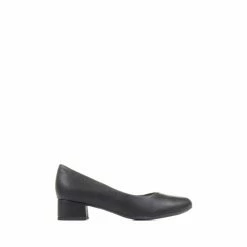 Pavers Black Block Heel Court Shoes