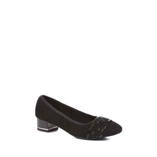 Pavers Block Heeled Black Court Shoes 2 Pavers Block Heeled Black Court Shoes - Image 2