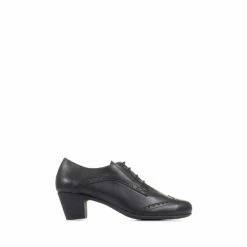 Pavers Womens Black Heeled Brogues