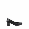 Pavers Block Heeled Black Court Shoes